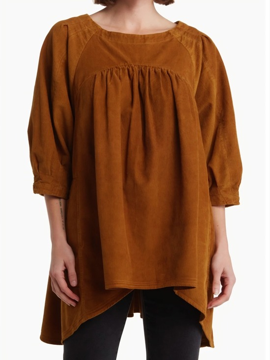 Free People Tops - Free People Corduroy Tunic Top in Camel Brown 100% Cotton